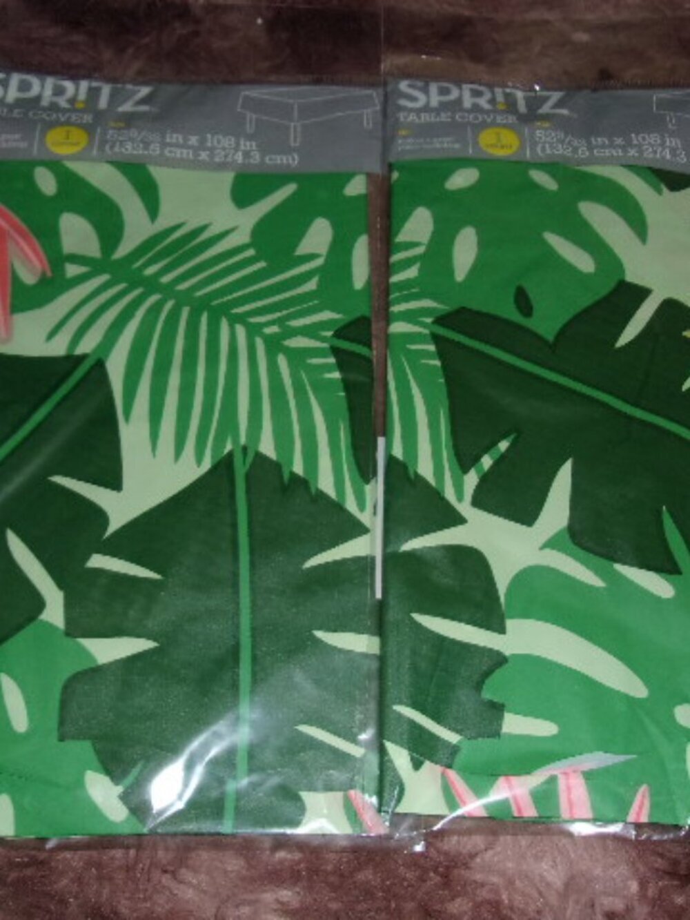 Spritz Green and Pink Leaf Table Covers Bundle of 2 NIP